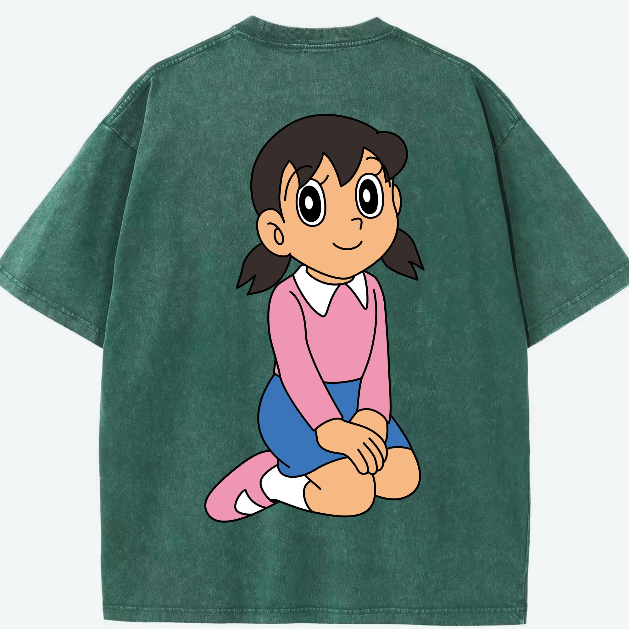 （画像用） ドラえもん みなもと しずか Doraemon Shizuka Minamoto 綿100% ヴィンテージ風 半袖Tシャツ（背面プリント）